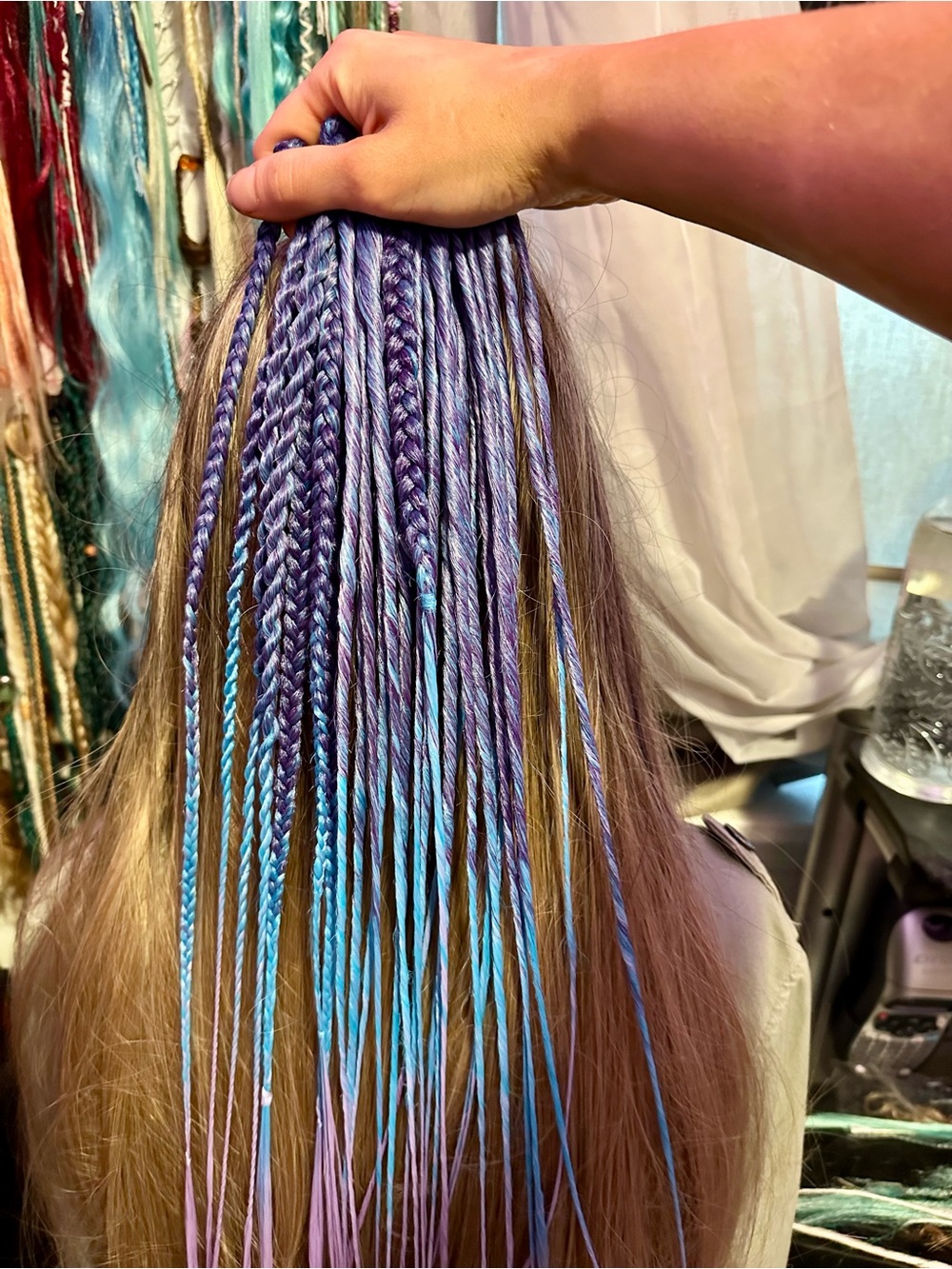 Purple & Blue Synthetic Braided Hair Extensions - Women Hair